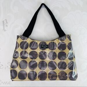 Stella & Stevie Polka Dot Purse Canvas Beige Purple Like New!